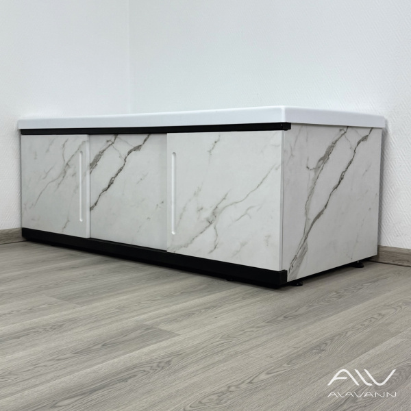 Экран под ванну Альт Блэк 150 белый мрамор, МДФ, раздвижной - изображение 3