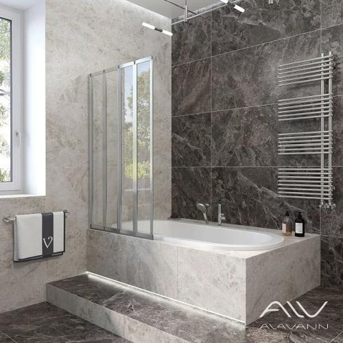 Шторка на ванну Veconi Palau PL-74L складная, 120x150 см, профиль хром