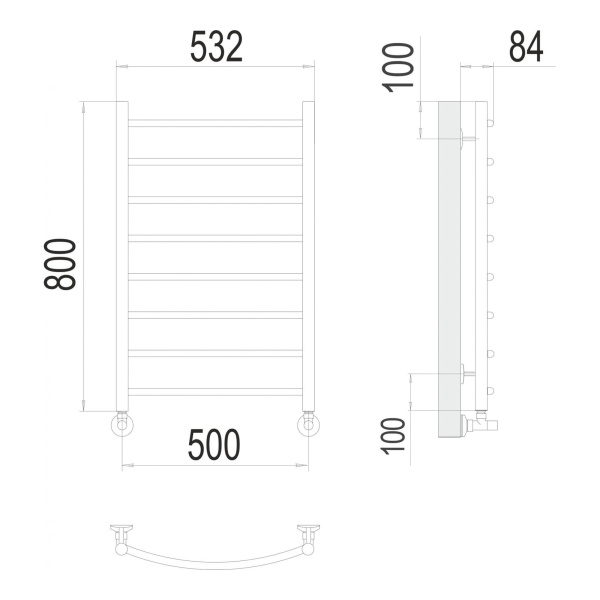 Полотенцесушитель водяной Terminus Классик П8 500х800 хром - изображение 3