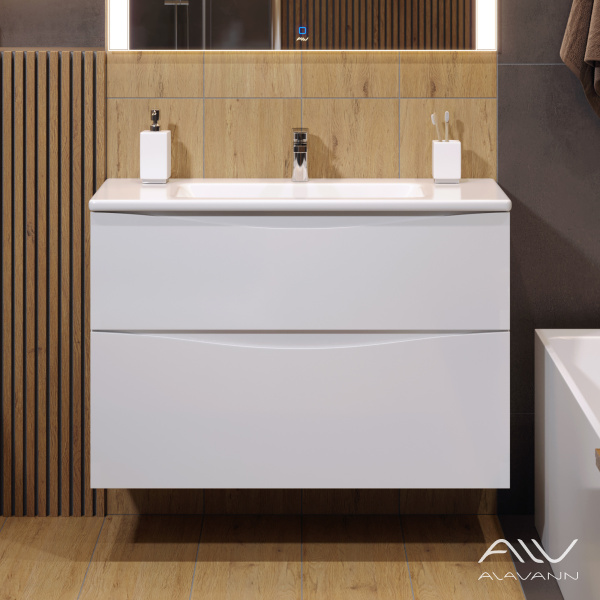 Тумба с раковиной Tess 100 белая - изображение 1