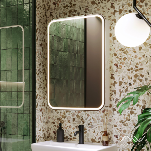 Зеркальный шкаф Lana 55 белый, свет холодный - изображение 3