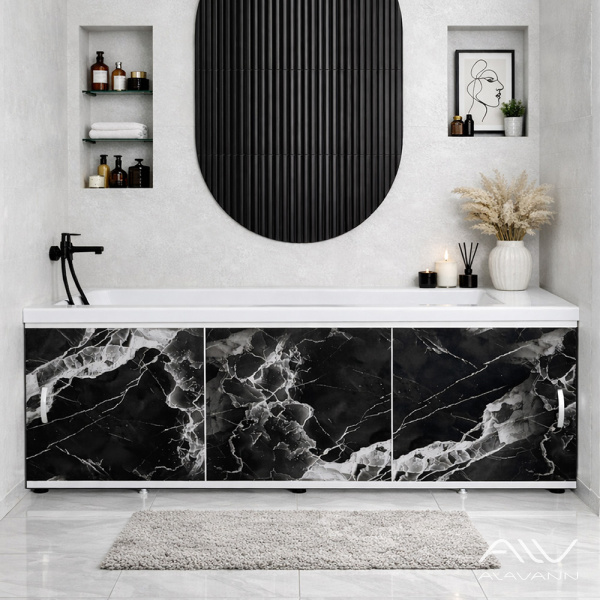 Экран под ванну Respect 150 черный мрамор - изображение 1