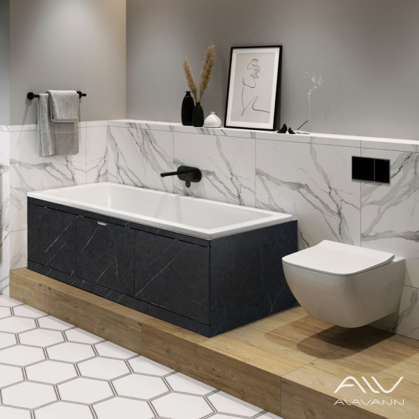 Экран под ванну МДФ Rita 150 черный мрамор - изображение 1