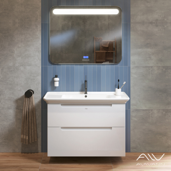 Тумба с раковиной Berta 105 и зеркало largo music 100 - изображение 1