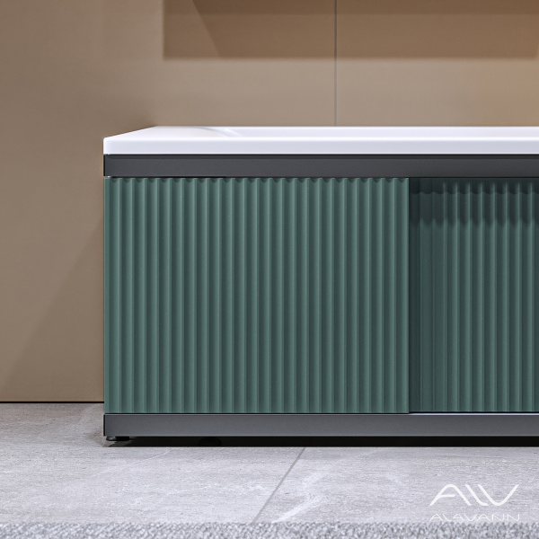 Экран под ванну Альт Блэк 150 зеленый хвойный с фрезеровкой, из МДФ, раздвижной  - изображение 3