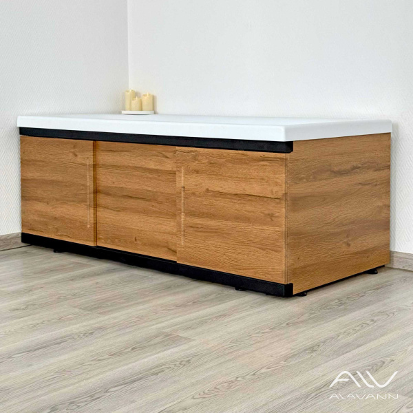 Экран под ванну Alt Black 180 МДФ раздвижной дуб - изображение 4