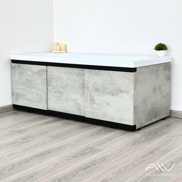 Экран под ванну Alt Black 150 МДФ раздвижной серый бетон - изображение 4