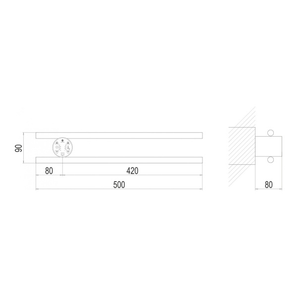 Полотенцесушитель электрический Terminus полка П2 Круг 500x90 хром - изображение 2