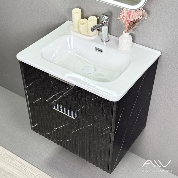 Тумба с раковиной Anna 60 (ум. Rado 60)  черный мрамор - изображение 1