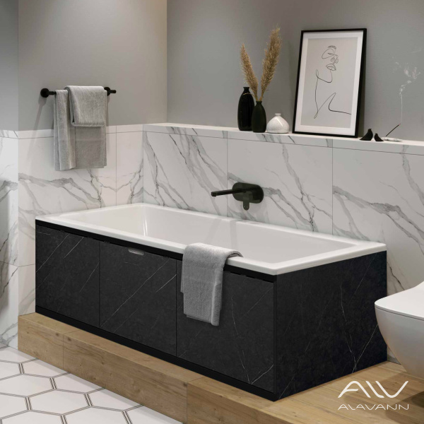 Экран под ванну МДФ Rita Black 170 черный мрамор - изображение 1