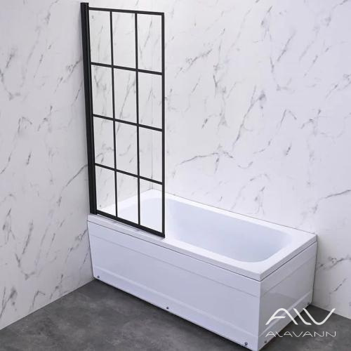 Шторка на ванну Veconi Palau PL-77L распашная, 80x150 см, профиль черный матовый