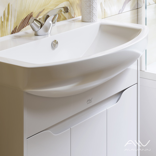 Тумба с раковиной Crystal 75 белая - изображение 4