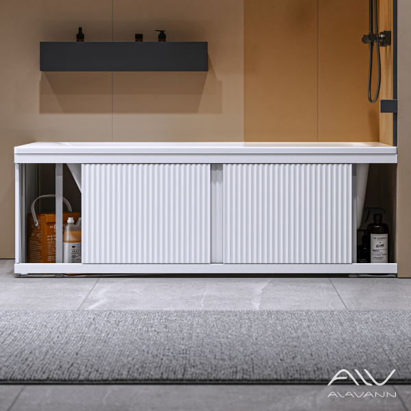 Экран под ванну Альт 170 белый с фрезеровкой, из МДФ, раздвижной - изображение 2