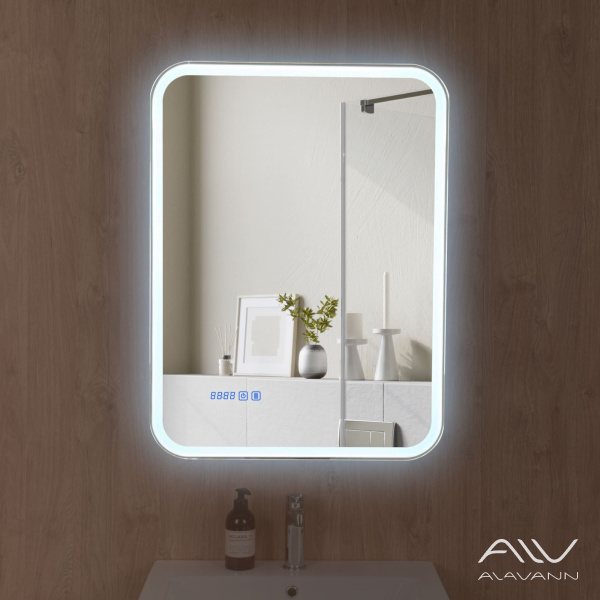 Зеркало-шкаф Косметик Лайт Плюс 60x80 с подсветкой и сменой цвета, часами и подогревом - изображение 7