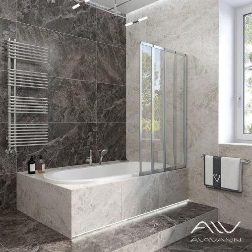 Шторка на ванну Veconi Palau PL-74R складная, 120x150 см, профиль хром