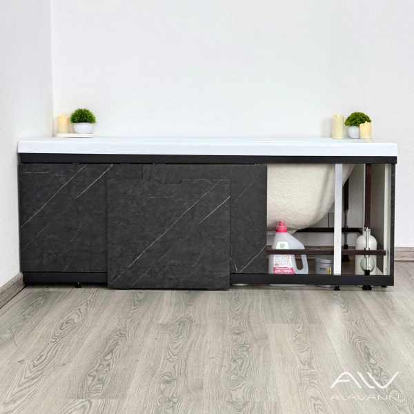 Экран под ванну МДФ Rita Black 170 черный мрамор - изображение 3