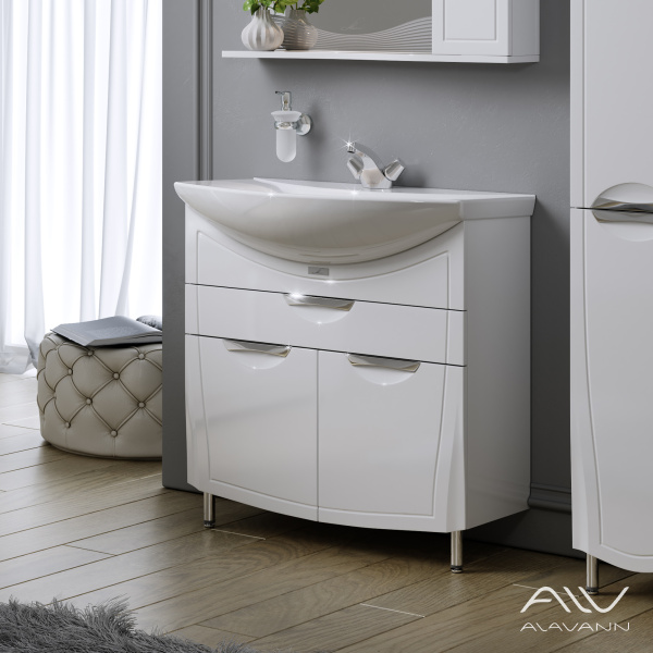 Тумба с раковиной Monaco 80 белая - изображение 1