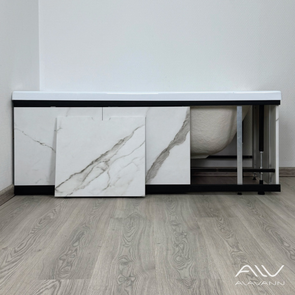 Экран под ванну МДФ Рита Блэк 150 белый мрамор, раздвижной - изображение 3