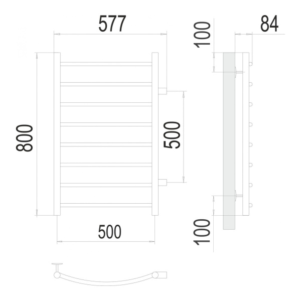 Полотенцесушитель водяной Terminus Классик П8 500x800 с боковым подключением 500 - изображение 3