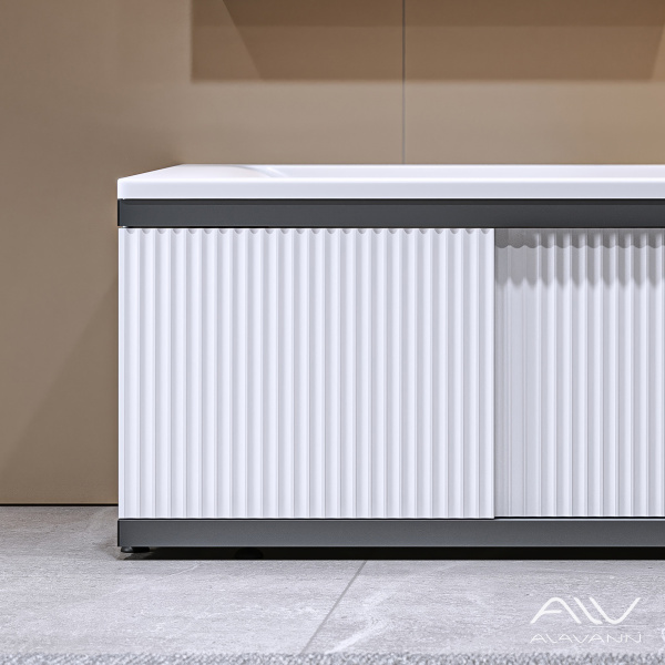 Экран под ванну Альт Блэк 150 белый с фрезеровкой, из МДФ, раздвижной  - изображение 3