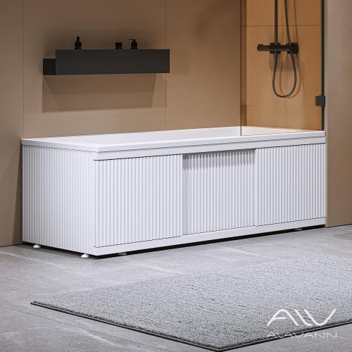 Экран под ванну Альт 150 белый с фрезеровкой, из МДФ, раздвижной 