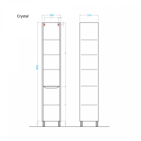 Шкаф-пенал Crystal 30 белый - изображение 3