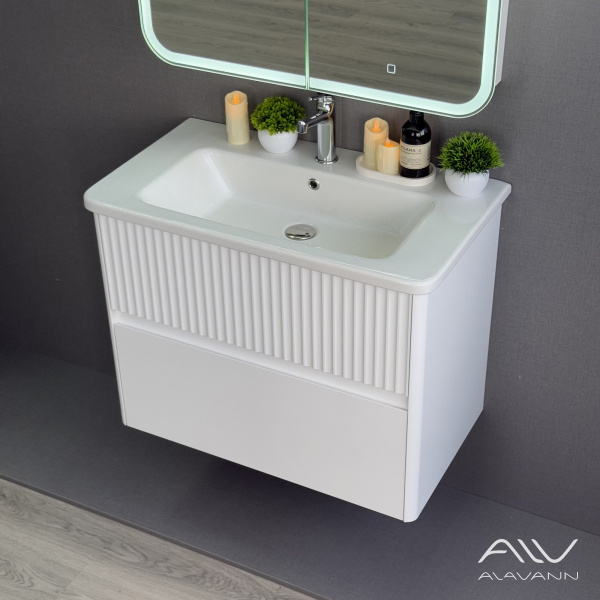 Тумба с раковиной Wave 80 белая - изображение 1