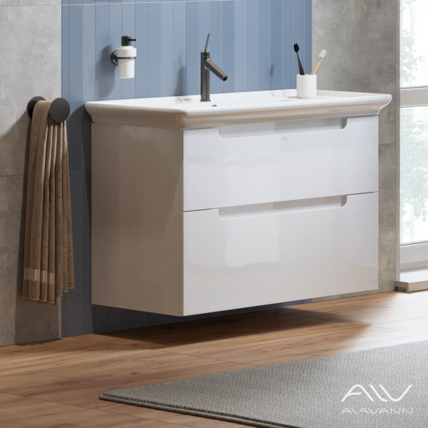 Тумба с раковиной Berta 105 белая - изображение 1