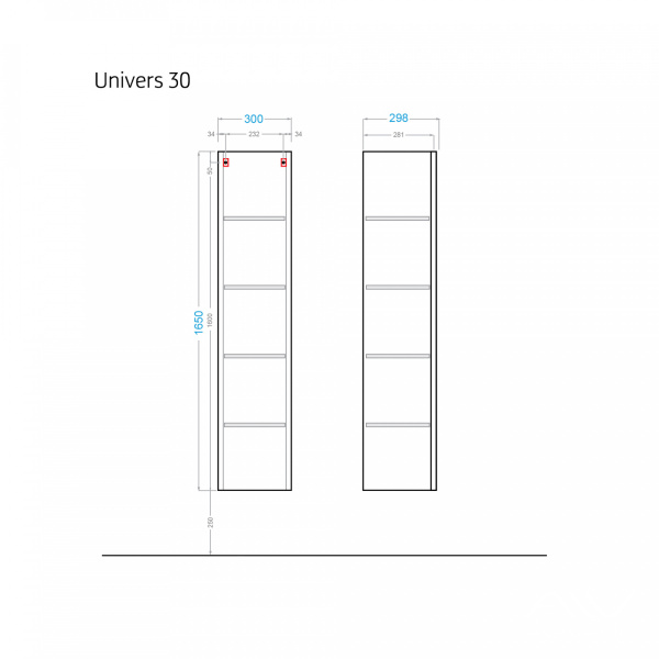 Шкаф-пенал Univers 30x165 белый - изображение 5