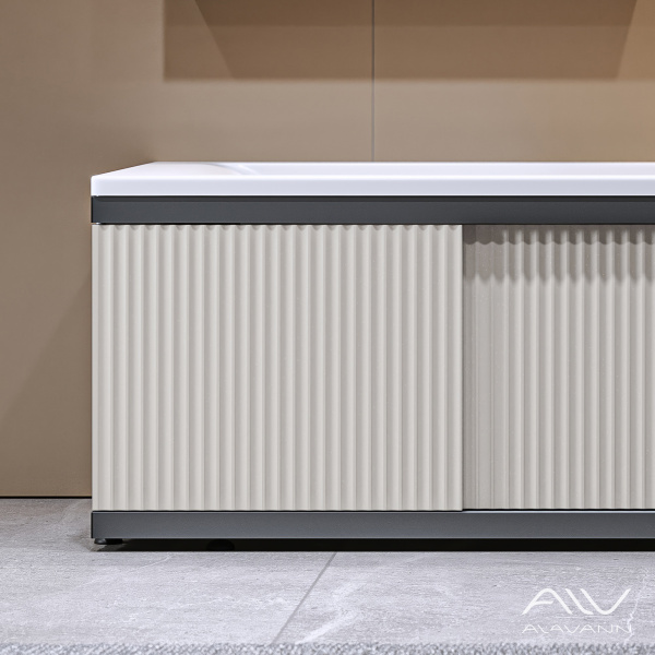 Экран под ванну Альт Блэк 150 бежевый с фрезеровкой, из МДФ, раздвижной  - изображение 3