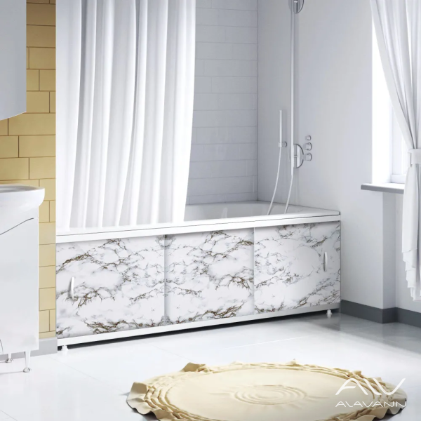 Экран под ванну Respect 170 черно-белый мрамор - изображение 1