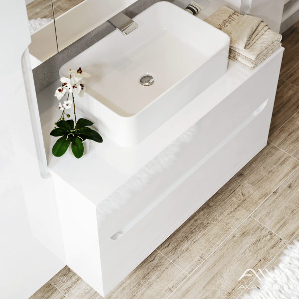 Гарнитур Stella 100 (тумба Stella 100,ум. Олимпия 560, столешница МДФ, зеркальный шкаф  Univers 100) - изображение 4