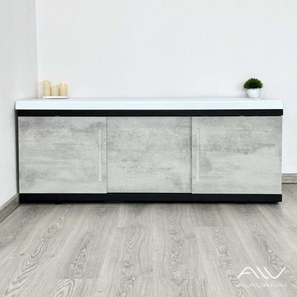 Экран под ванну Alt Black 150 МДФ раздвижной серый бетон - изображение 5