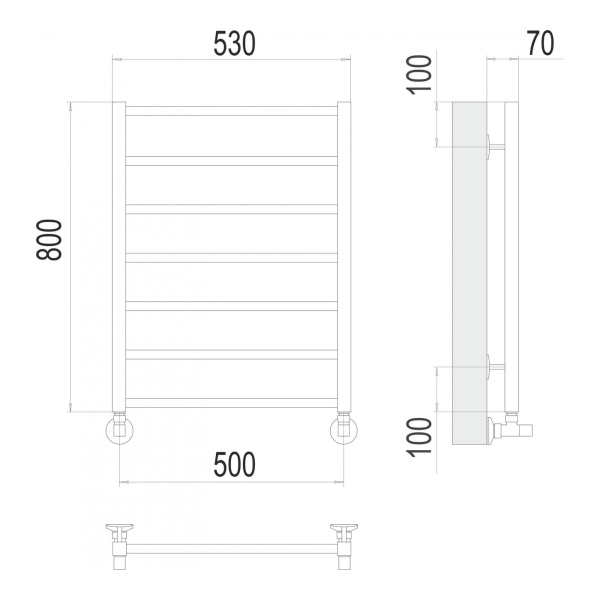 Полотенцесушитель водяной Terminus Контур П7 500x800 хром - изображение 3