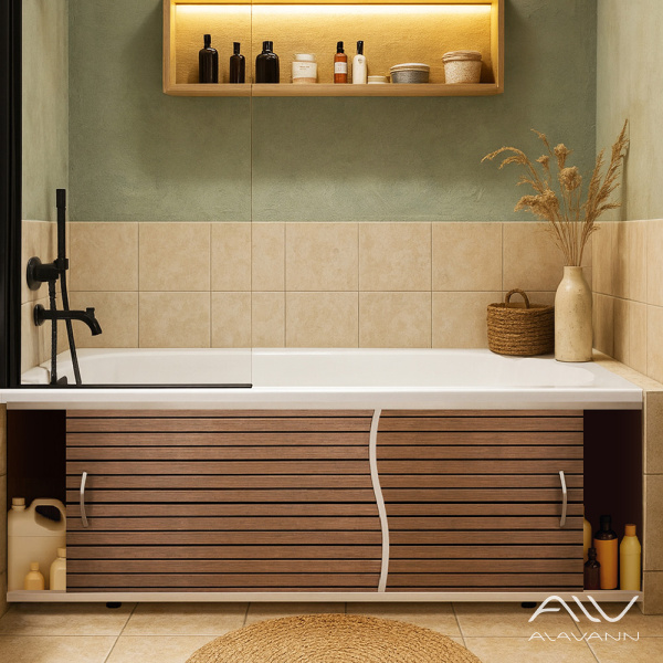 Экран под ванну Elit 150 коричневые рейки - изображение 2