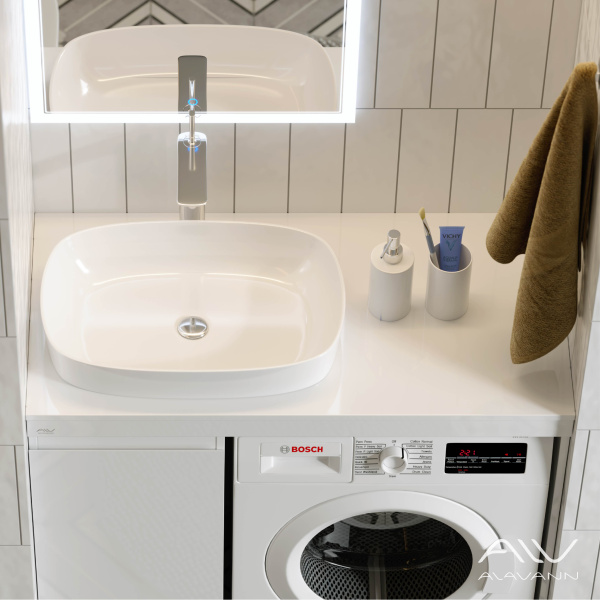 Комплект тумба  Soft 100 левая, столешница МДФ с умывальником Купер - изображение 2