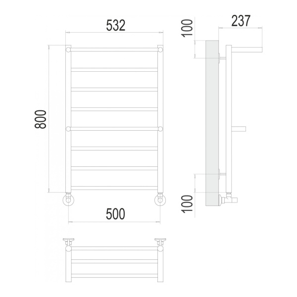Полотенцесушитель водяной Terminus Анкона П8 500х800 с полкой - изображение 3