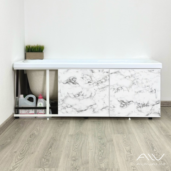 Экран под ванну Respect 170 черно-белый мрамор - изображение 2