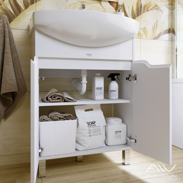 Тумба с раковиной Crystal 65 белая - изображение 3