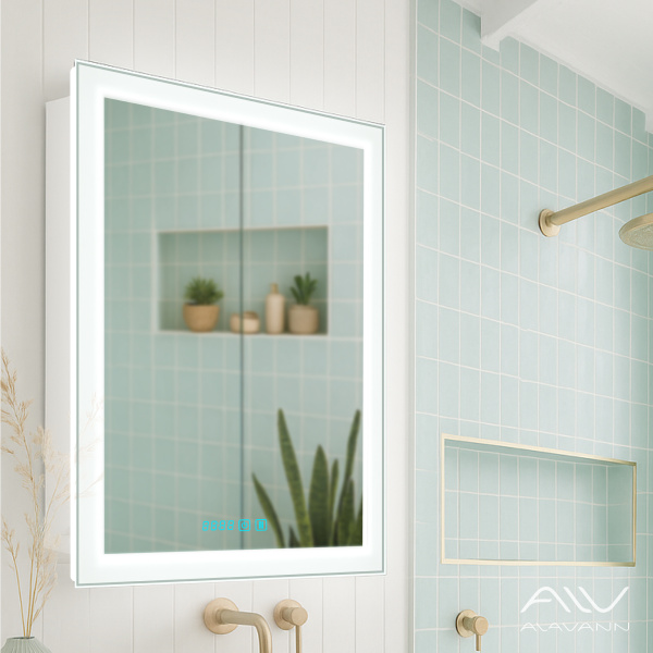 Зеркальный шкаф Rita Plus 60 с подсветкой и часами, сенсорное с антизапотеванием - изображение 1