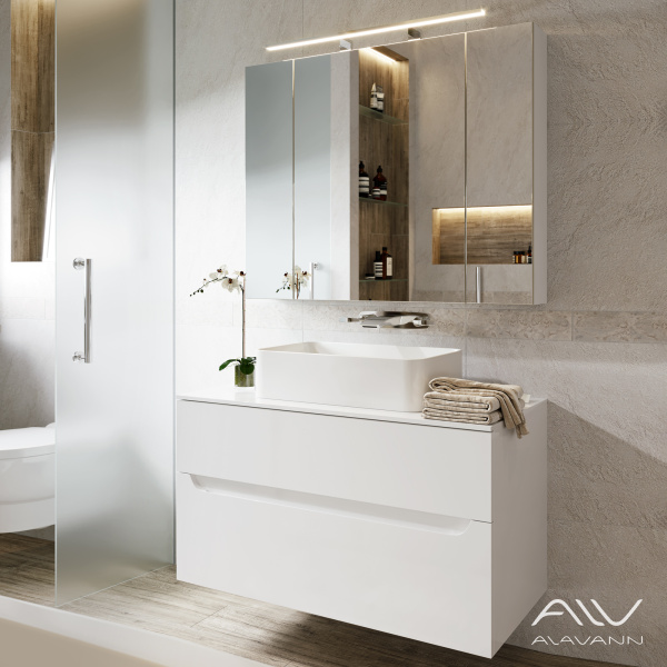 Гарнитур Stella 100 (тумба Stella 100,ум. Олимпия 560, столешница МДФ, зеркальный шкаф  Univers 100) - изображение 6