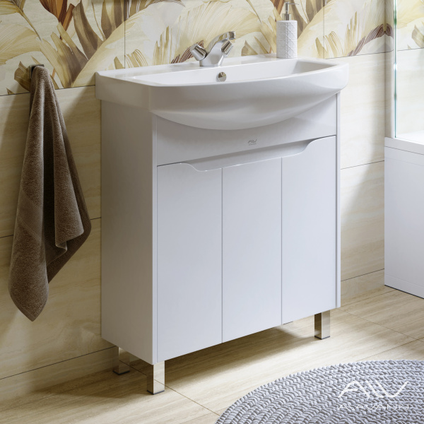 Тумба с раковиной Crystal 75 белая - изображение 6