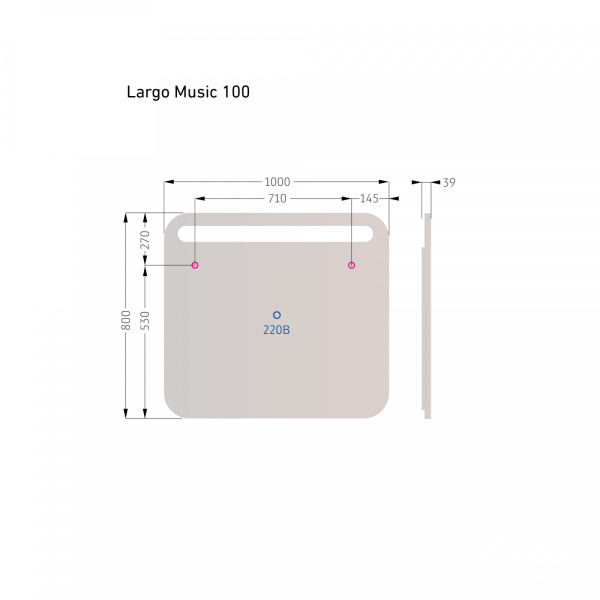 Зеркало Largo Music 100 с подсветкой - изображение 3