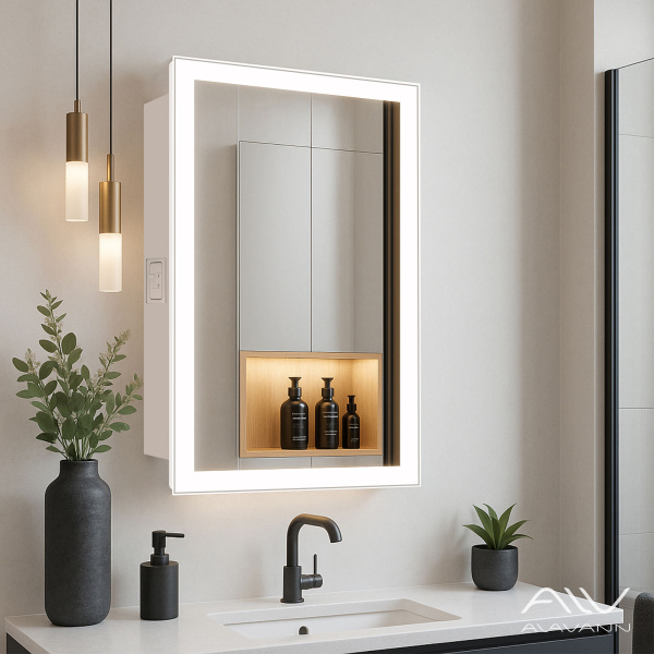 Зеркальный шкаф Rita 50 белый, свет холодный - изображение 1