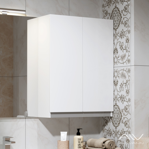 Шкаф навесной Soft Silver 60 белый с серой вставкой - изображение 3