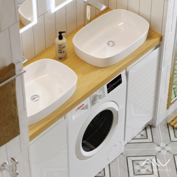 Тумба с раковиной Soft Double 135 белая - изображение 3