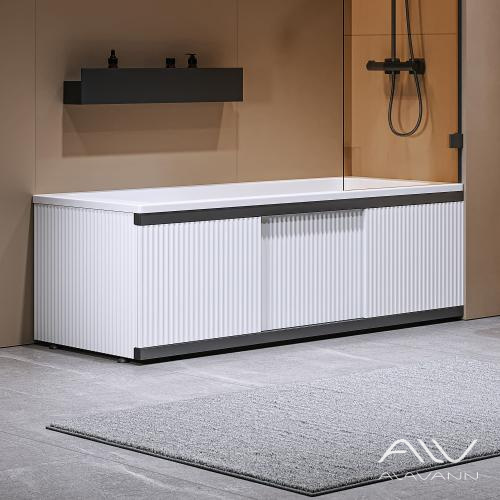 Экран под ванну Альт Блэк 170 белый с фрезеровкой, из МДФ, раздвижной 