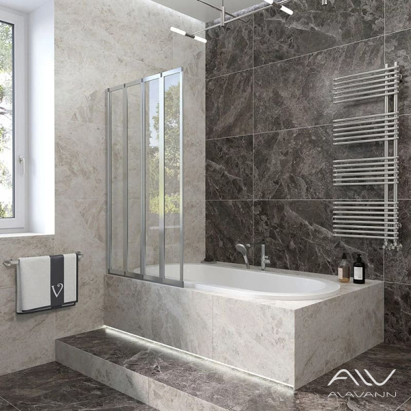 Шторка на ванну Veconi Palau PL-74L складная, 90x150 см, профиль хром - изображение 1