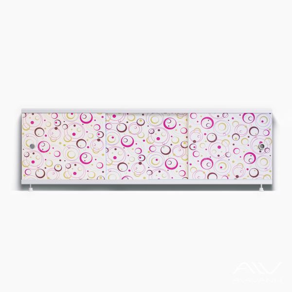 Экран под ванну Оптима Decor 150 геометрия круги лиловые - изображение 1