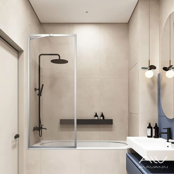 Шторка на ванну Veconi Palau PL-85 неподвижная, 60x150 см, профиль хром - изображение 1